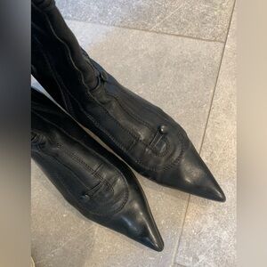 DKNY ERINA NAPPA LEATHER BOOTS WITH BUTTONS AND TIES